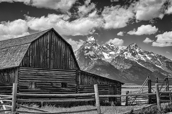 Mormon Row Barn in Black and White